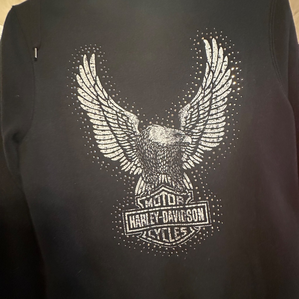 Woman's Harley Davidson Black Rhinestone Hooded Sweatshirt